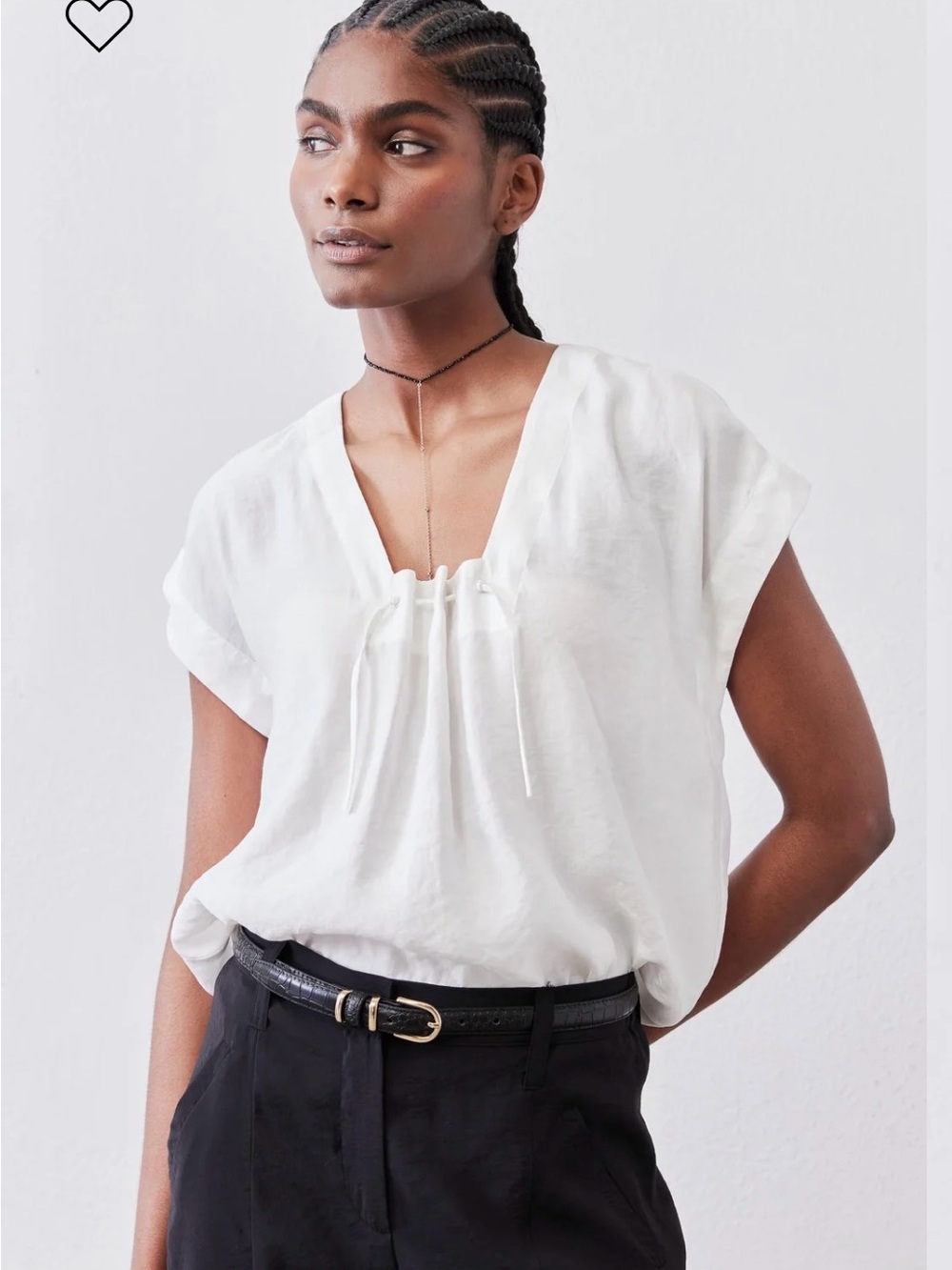 Ruti Cinched Neck Light Poplin Top